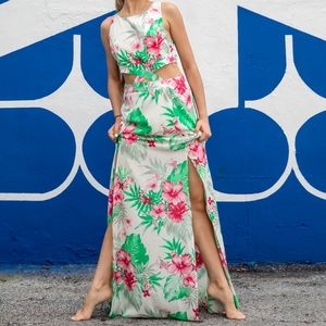 Gently Used LoveSong Floral Double Slit Maxi Dress Size S